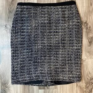 J.CREW‎ 2 Gray/Black/Cream Heavy Tweed Lined Pencil Skirt